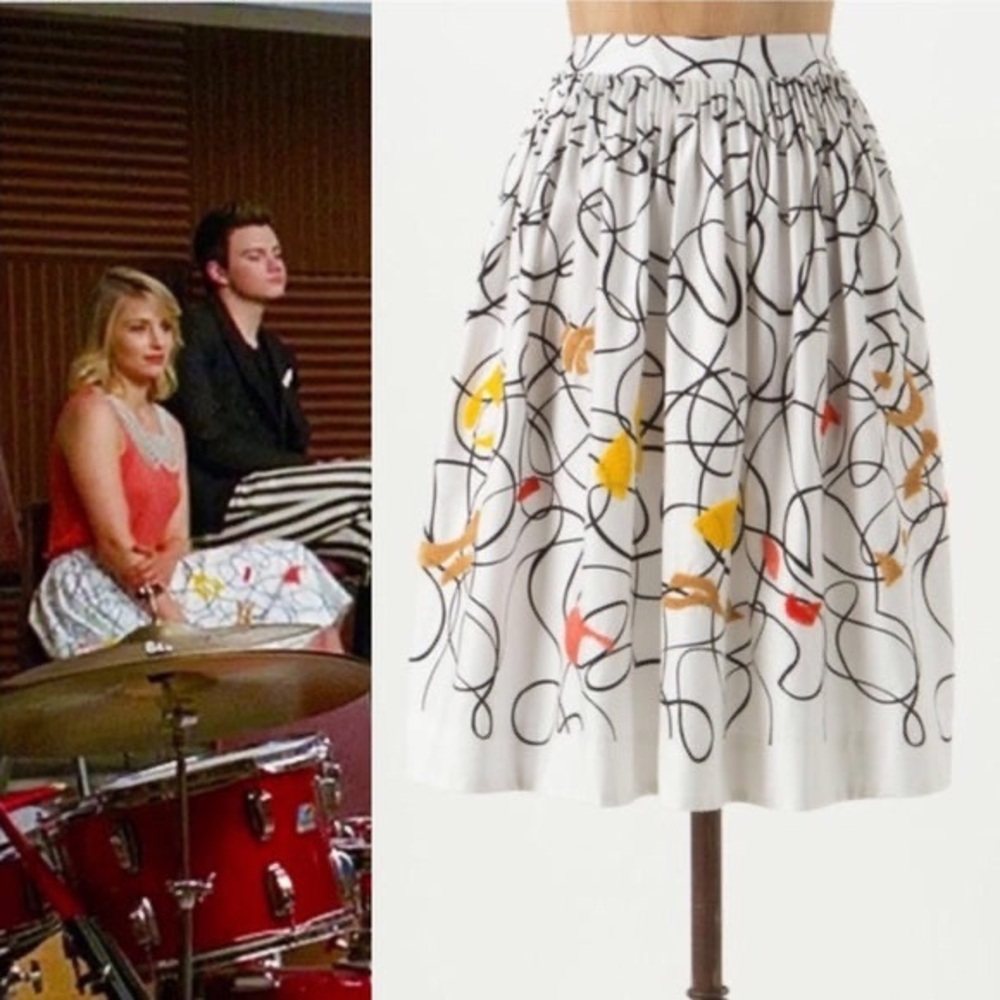 NEW Maeve Anthropologie Cotton White Swirl Skirt Size 6P Petite NWOT